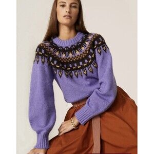 Oakley Purple and Brown Patterned Crew Neck Sweater